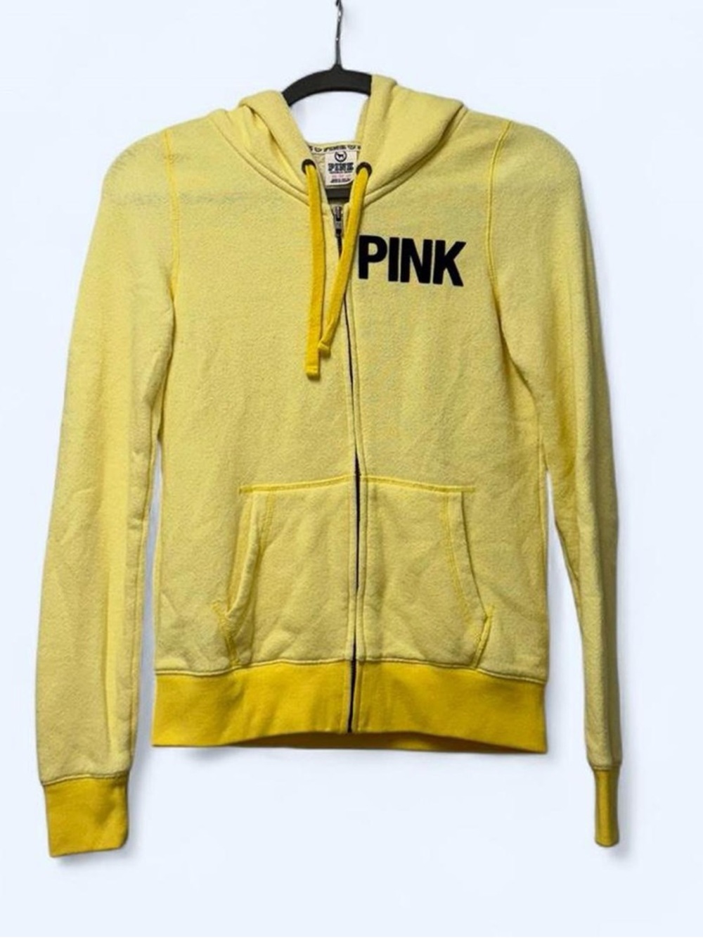 PINK Yellow Zip-Up Hoodie